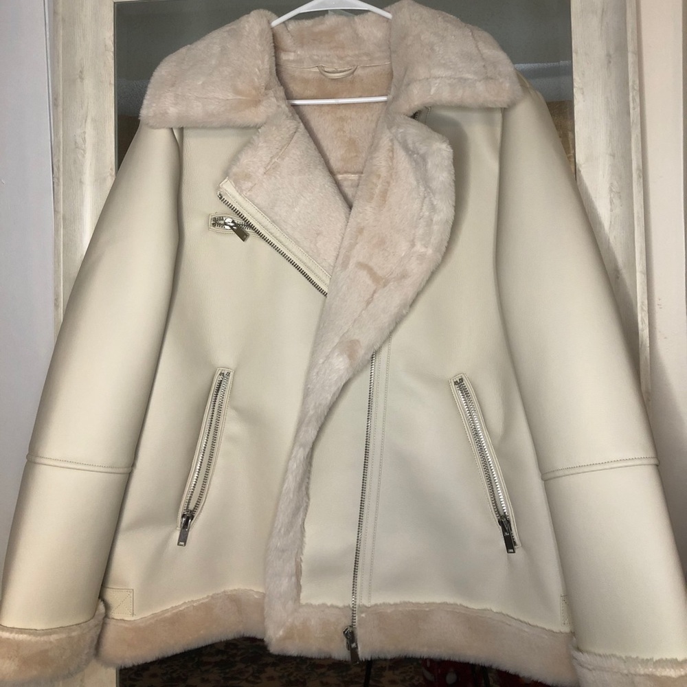 Faux leather biker jacket